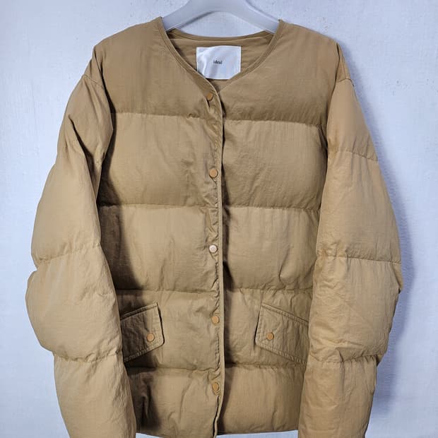 아이디얼 카멜브라운 포켓 숏패딩 77-88 새제품급