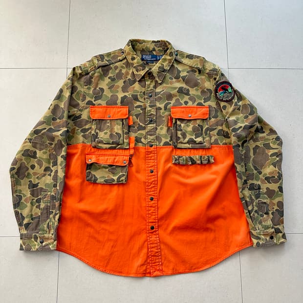 폴로 랄프로렌 스포츠맨 카모 오렌지 헌팅 셔츠 QR인증 