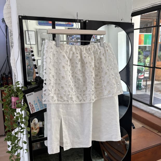 장폴고티에 리넨 펀칭 디테일 레이어드 치마