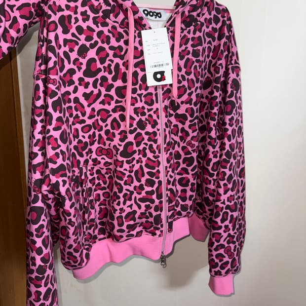 9090girl 헬로키티 핑크 레오파드 후드집업 M