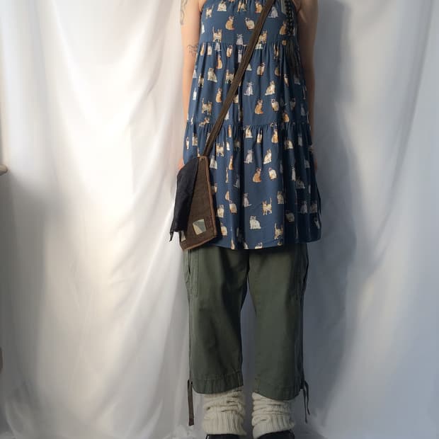 Cat pattern sleeveless one piece