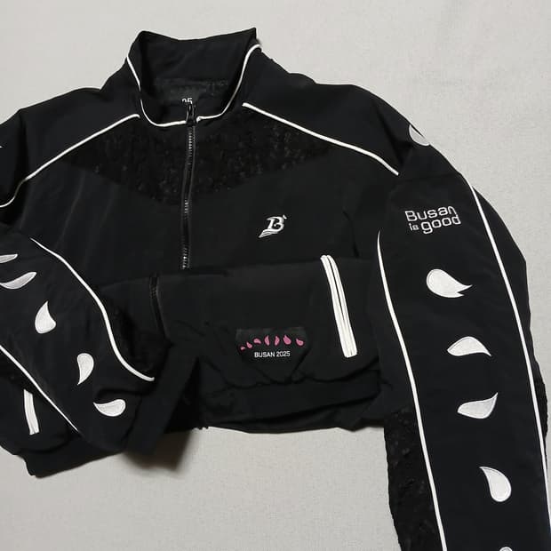 BUSAN 부산전국체전 동백꽃 부산이즈굿 바람막이 우븐 자켓
