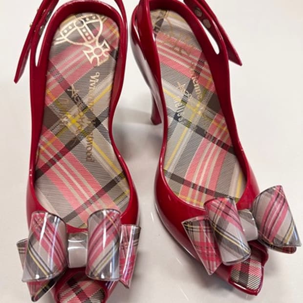 미착용) 비비안웨스트우드 타탄체크 보우샌들