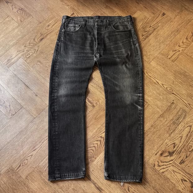[35]리바이스 501 빈티지 페이딩 흑청 데님 팬츠