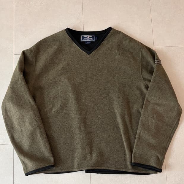 90s Polo Sport × Polartec 브이넥 플리스 L 카키블랙