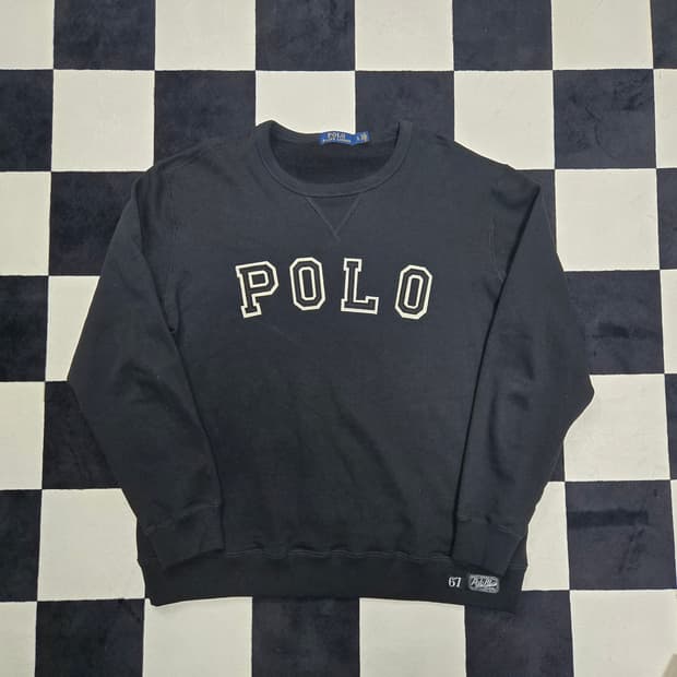 L 폴로랄프로렌 스펠아웃 아치로고 스웻셔츠 맨투맨 블랙