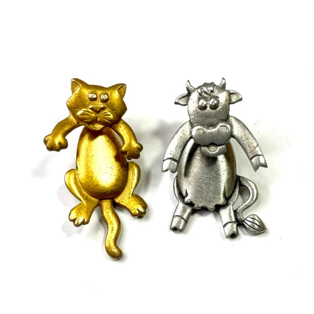 JJ 🐱 Cat 🐮 Cow Gold & Silver Earrings