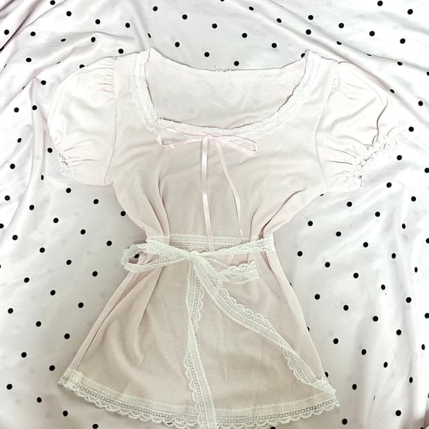 리즈리사깔 히메갸루 리본 레이스 로걀탑