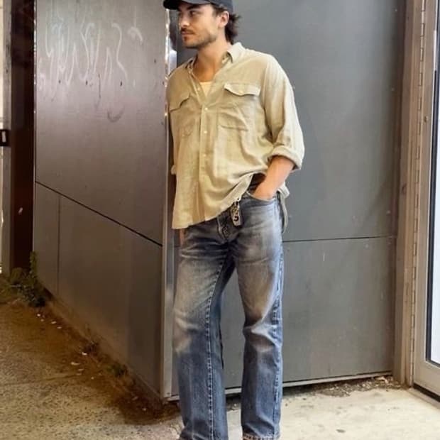 90s USA 리바이스 505 오렌지탭 페인트 미디움 블루 데님 36