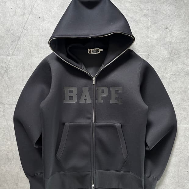 Bape 베이프 블랙 네오프렌 풀 집업 후드 집업