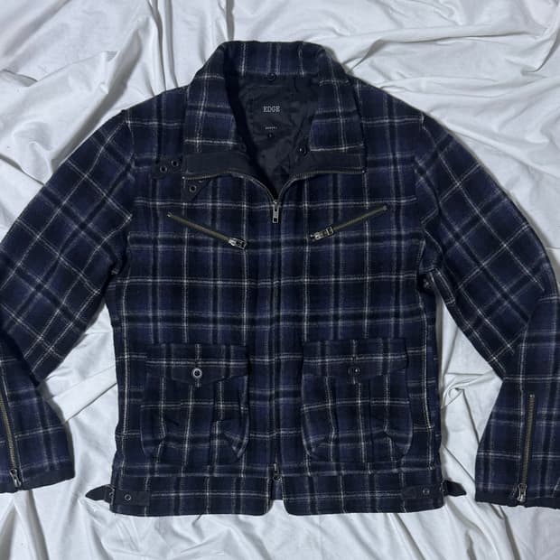 Edge rupert 울 체크 라이더 자켓