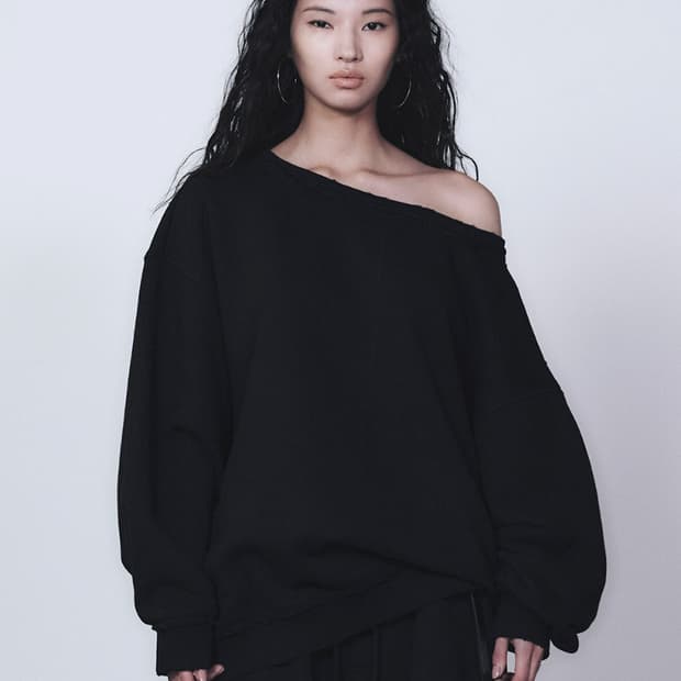 트리밍버드 데미지 보트넥 맨투맨