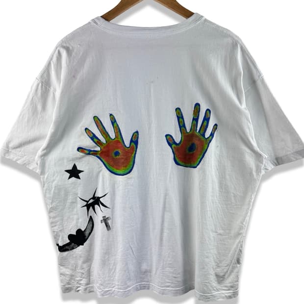 유니버셜 오버롤 열화상 핸드프린팅 티셔츠2473