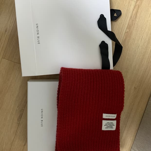 유니온블루 슈퍼 파인 메리노 울 머플러 레드