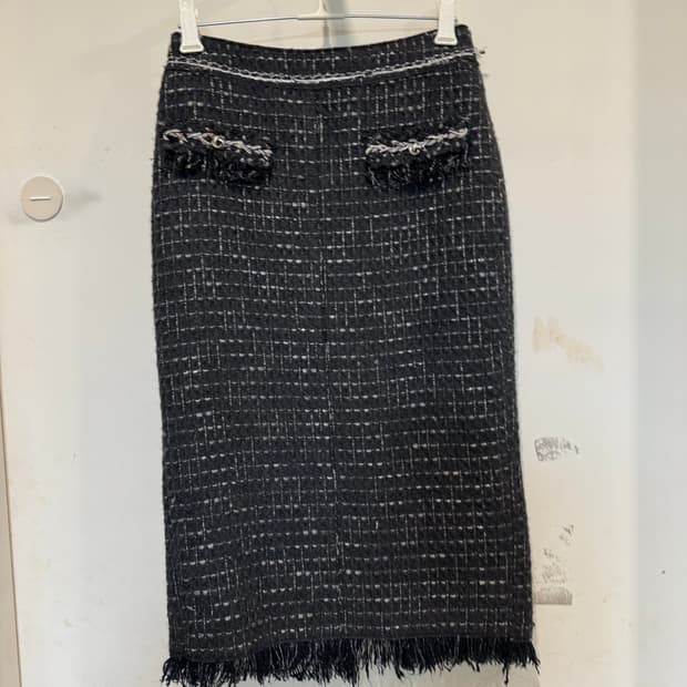 오브제 트위드 스커트