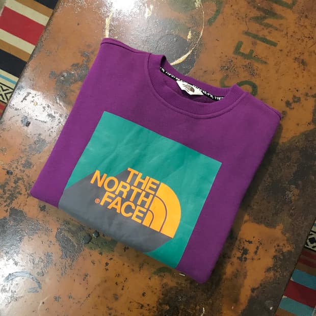 노스페이스 프린팅 퍼플 기모 스웨트셔츠 맨투맨 남성 105 사이즈