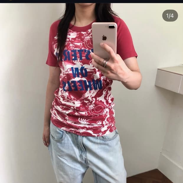 히스테릭 글래머 래글런 반팔 티셔츠