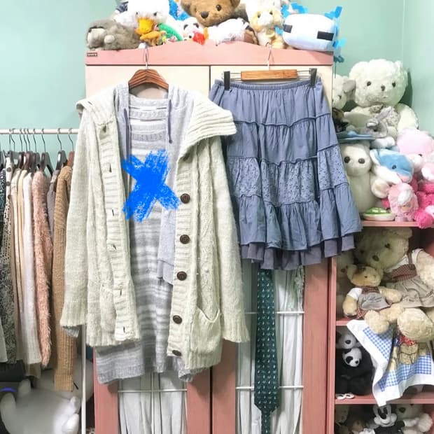 카모메산장 코디세트(안에 니트원피스제외)