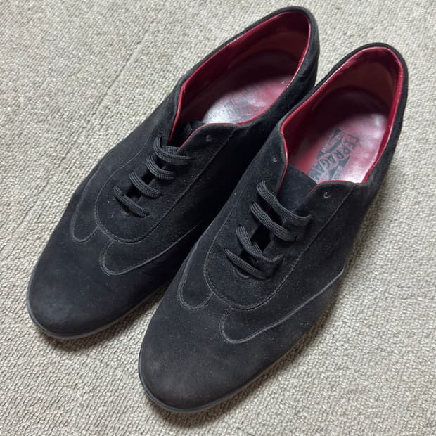 페라가모 블랙 스웨이드 슈즈 9C (데미지품) 