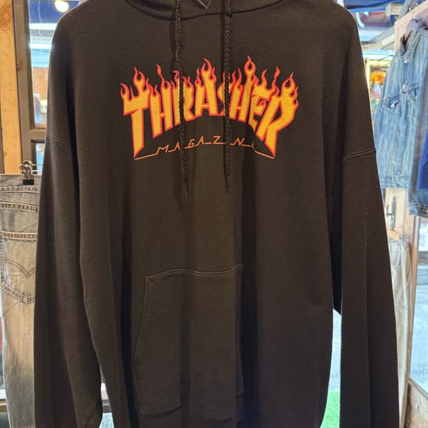 트래셔 불꽃 블랙 후드티