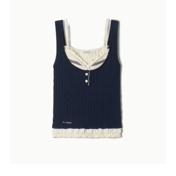 아비에무아 새틴 프릴 케이블 슬리브리스니트