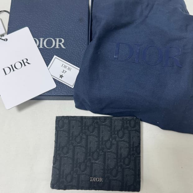 디올 오블리크 자카드 반지갑