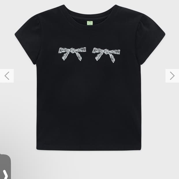 시눈) Ribbon T-Shirts BK F