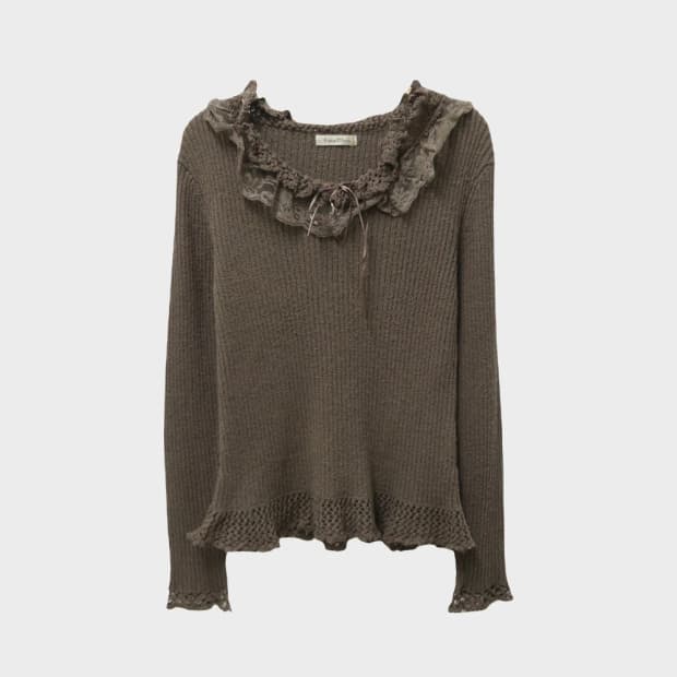 ROSA CHERI 프릴 오네갸루 울 혼방 니트 63135