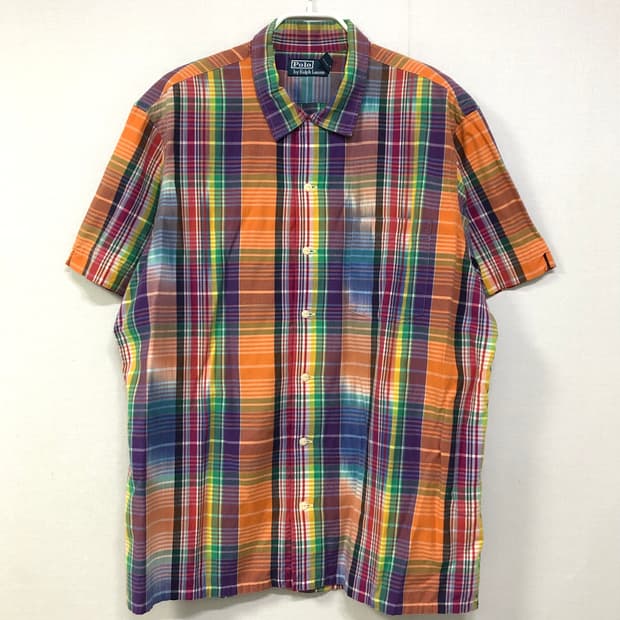 폴로 랄프로렌 남성 마드라스 체크 반팔 셔츠 XL