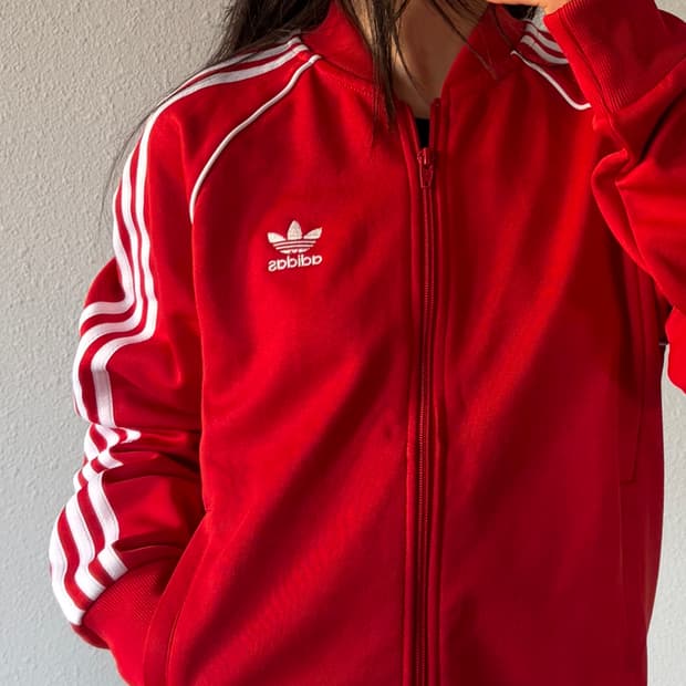 [M]아디다스 트레포일 SST 레드 트랙탑 져지