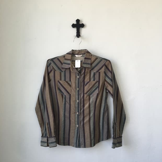 Cotton suede stripe pattern shirt
