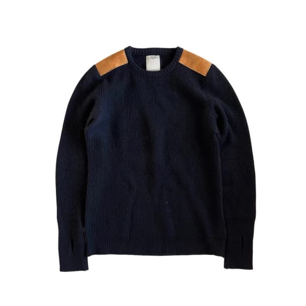 비즈빔 캐시미어 레더패치 니트