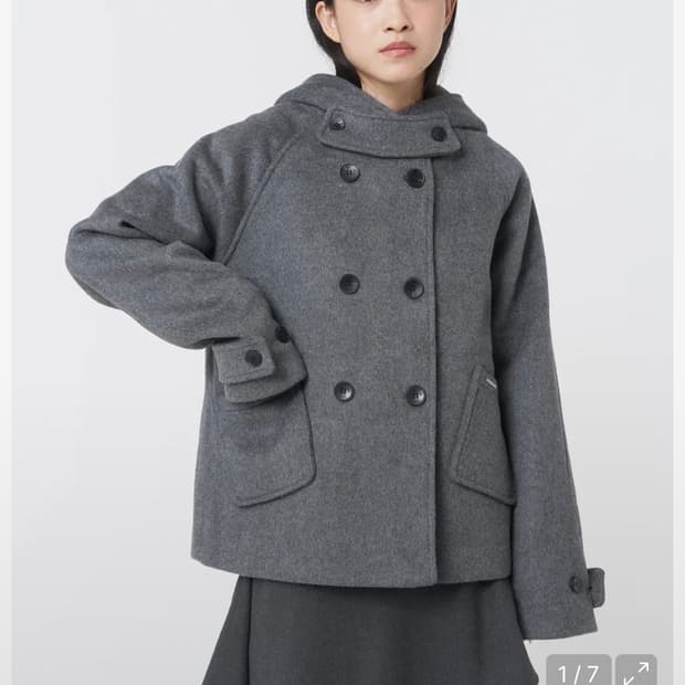 미세키서울 더블 하프 코트 Hoodie double button coat