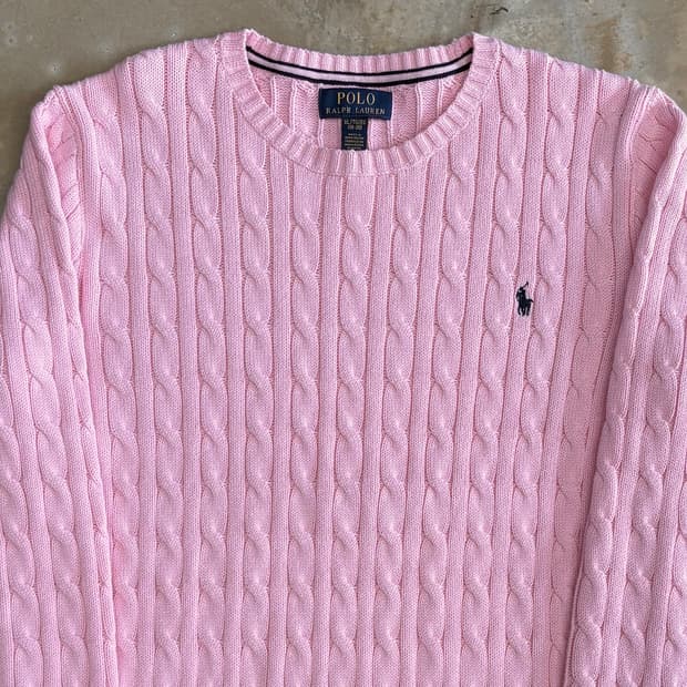 XL 폴로랄프로렌 여성용 핑크 케이블니트