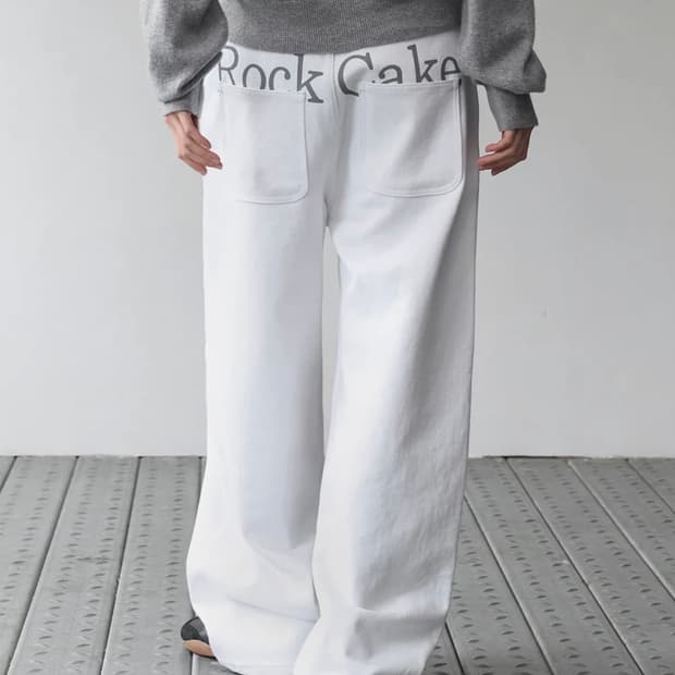 락케이크 레터링 팬츠 화이트