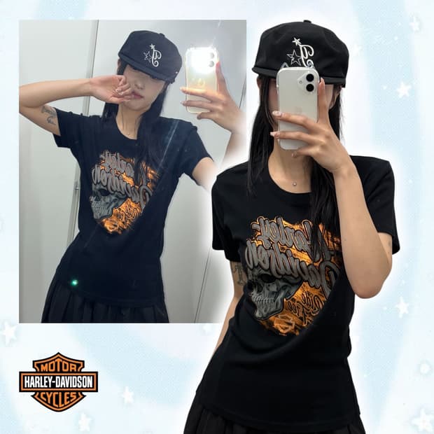 할리 데이비슨 스컬 반팔티