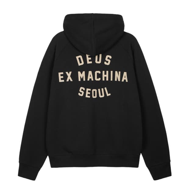 [L] 데우스 엑스 마키나 서울 컬리지 후드 블랙 새상품