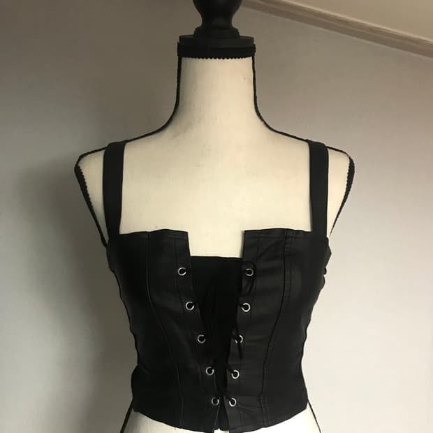 Leather Lace-up Corset Top