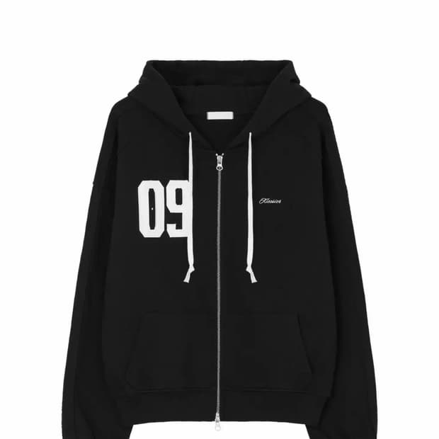 클리시어 09 블랙 기모 후드집업