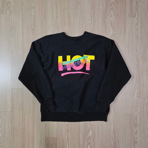 헤인즈 90s USA 블랙 오버 맨투맨 티셔츠