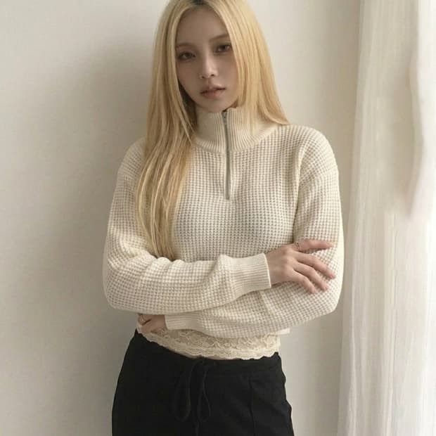 빈티지 봄 니트 반집업