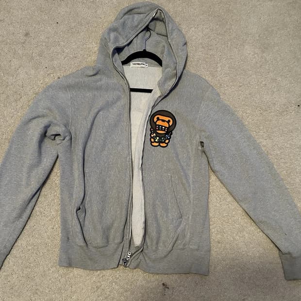 베이프 베이비 마일로 후드집업 그레이