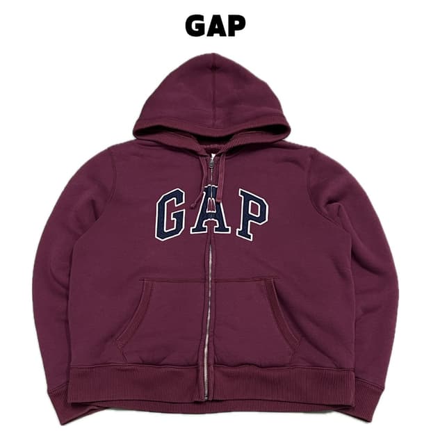 GAP 양털 후드집업 버건디