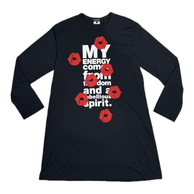 2023 꼼데가르송 자유와 혁명 정신 입체 입술 프린팅 원피스