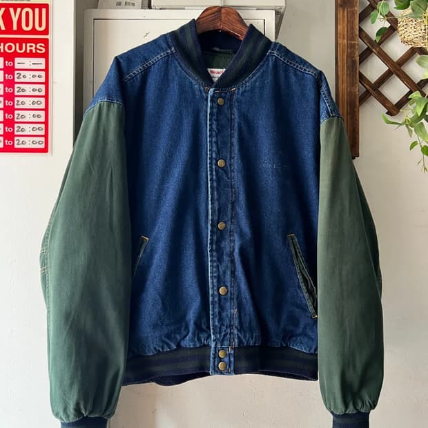 [L]90's WearGuard USA 데님 봄버 바시티 자켓