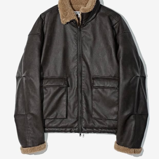 파르티멘토 레더 보아 플리스 무톤 자켓 브라운