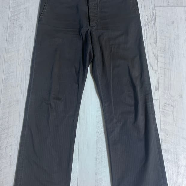 RRL 가먼트 다이 해링본 퍼티그 팬츠 블랙 32x32