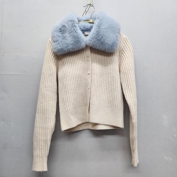 자라ZARA 퍼카라 골지 니트 크롭가디건 S(S)