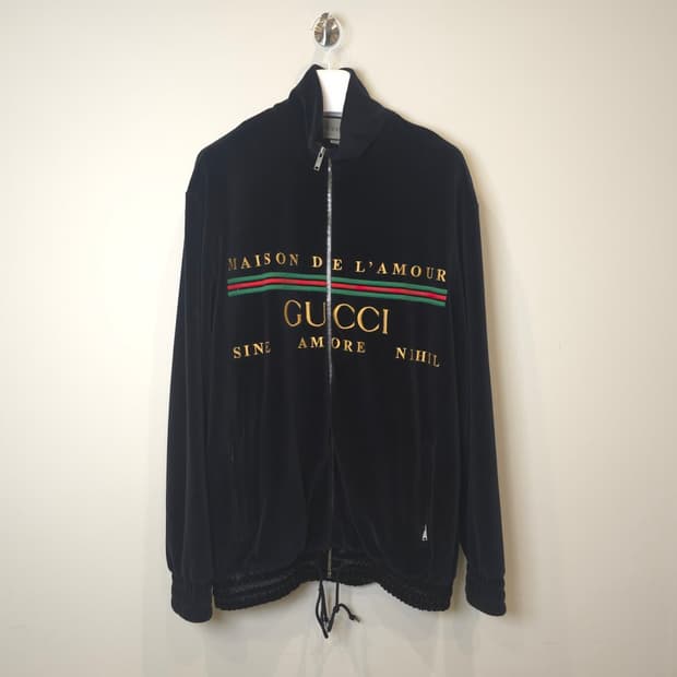 [중고/정품]  구찌 띠로고 벨벳 / 셔닐 트랙 자켓