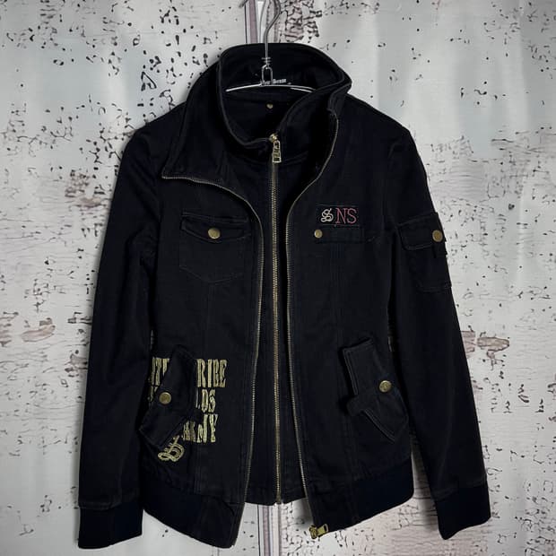 Patch Detail Zip-Up Jacket